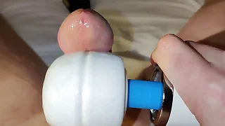 050 02 Shut out With Hitachi Wand Vibrating Cum Out Of My Dick Part 2